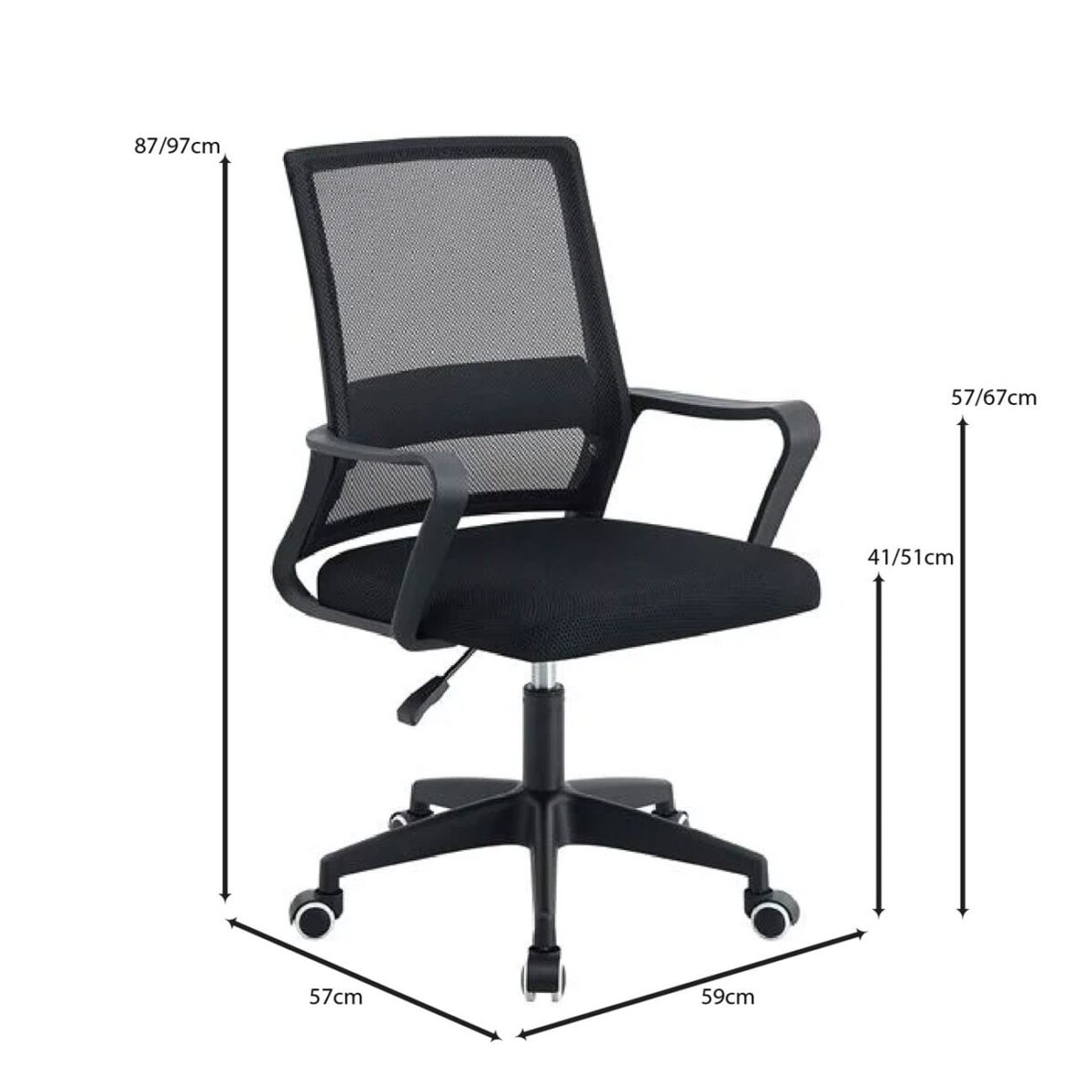 BF2112 Πολυθρόνα Γραφείου Ύφασμα Μαύρο Mesh - Image 5