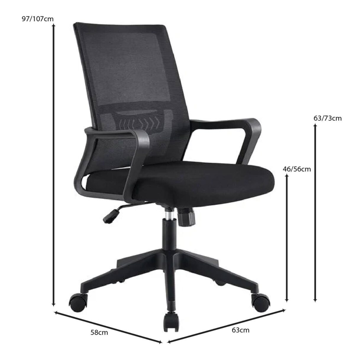 BF2965 Πολυθρόνα Γραφείου Ύφασμα Μαύρο Mesh - Image 5
