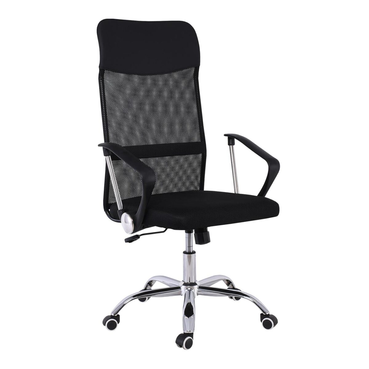 BF2400-W Πολυθρόνα Γραφείου Διευθυντή, Βάση Χρώμιο, Pu Μαύρο, Mesh Μαύρο - Image 2