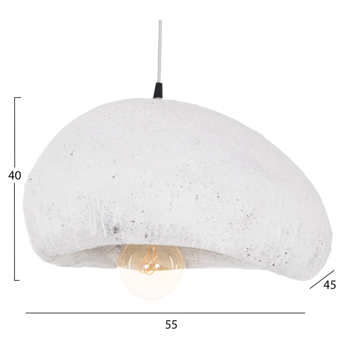 ΦΩΤΙΣΤΙΚΟ ΟΡΟΦΗΣ ΜΕ ΟΨΗ ΠΕΤΡΑΣ STONER (M) HM4418.02 ΛΕΥΚΟ 55x45x40Υεκ. - Image 2