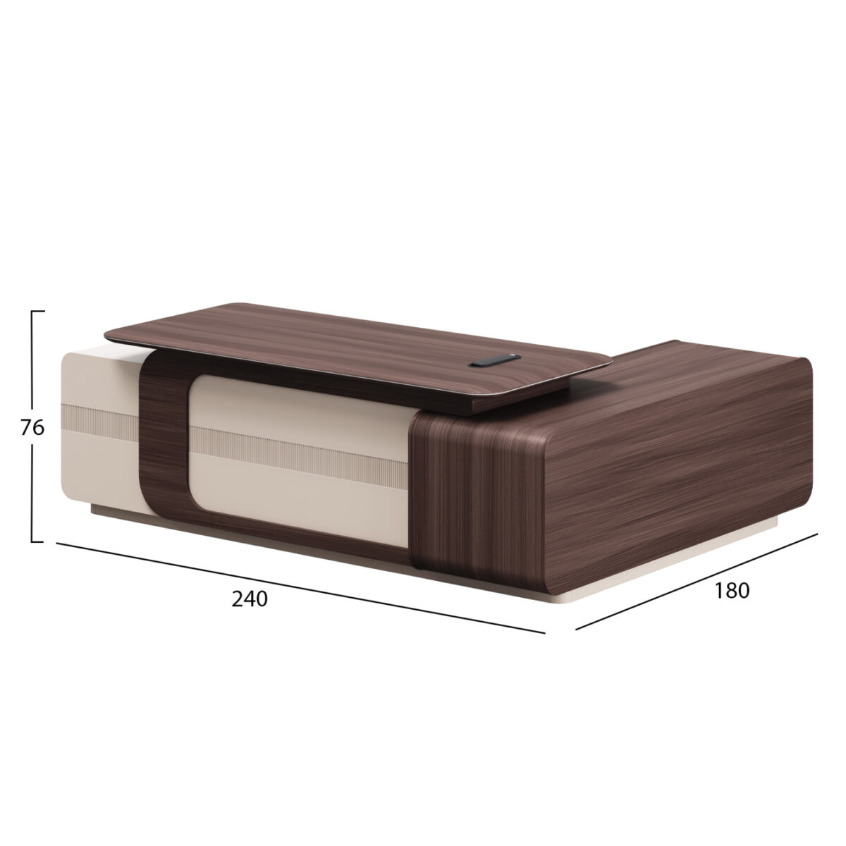 ΓΡΑΦΕΙΟ ΑΡΙΣΤΕΡΗ ΓΩΝΙΑ ΣΕΙΡΑ PRESIDENT HM2146L ΜΕΛΑΜΙΝΗ ΣΕ ΚΑΡΥΔΙ-ΜΠΕΖ 240x180x76Υεκ - Image 2