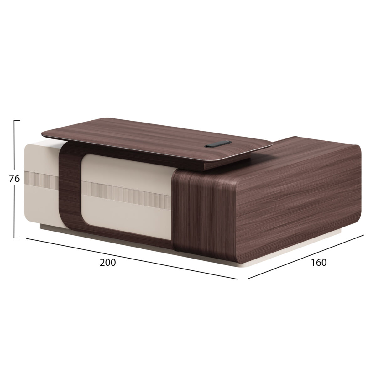 ΓΡΑΦΕΙΟ ΑΡΙΣΤΕΡΗ ΓΩΝΙΑ ΣΕΙΡΑ PRESIDENT HM2147L ΜΕΛΑΜΙΝΗ ΣΕ ΚΑΡΥΔΙ-ΜΠΕΖ 200x160x76Υεκ - Image 2