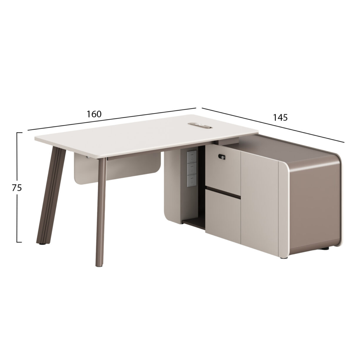 ΓΡΑΦΕΙΟ ΔΕΞΙΑ ΓΩΝΙΑ NEWLINE HM18272R ΜΕΛΑΜΙΝΗ ΕΚΡΟΥ-ΑΝΟΙΧΤΟ ΚΑΦΕ 160x145x75Υεκ - Image 2