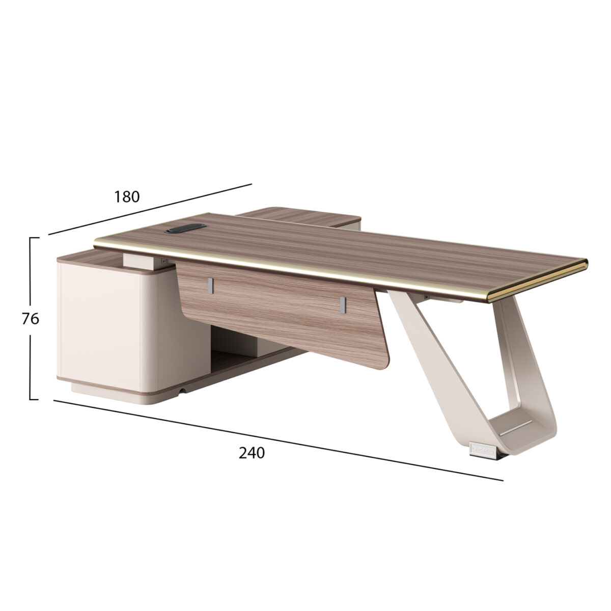 ΓΡΑΦΕΙΟ ΔΕΞΙΑ ΓΩΝΙΑ SUPERON HM2139R ΜΕΛΑΜΙΝΗ ΦΥΣΙΚΟ-ΜΠΕΖ--ΜΕΤΑΛ. ΠΟΔΙ 240x180x76Υ - Image 2