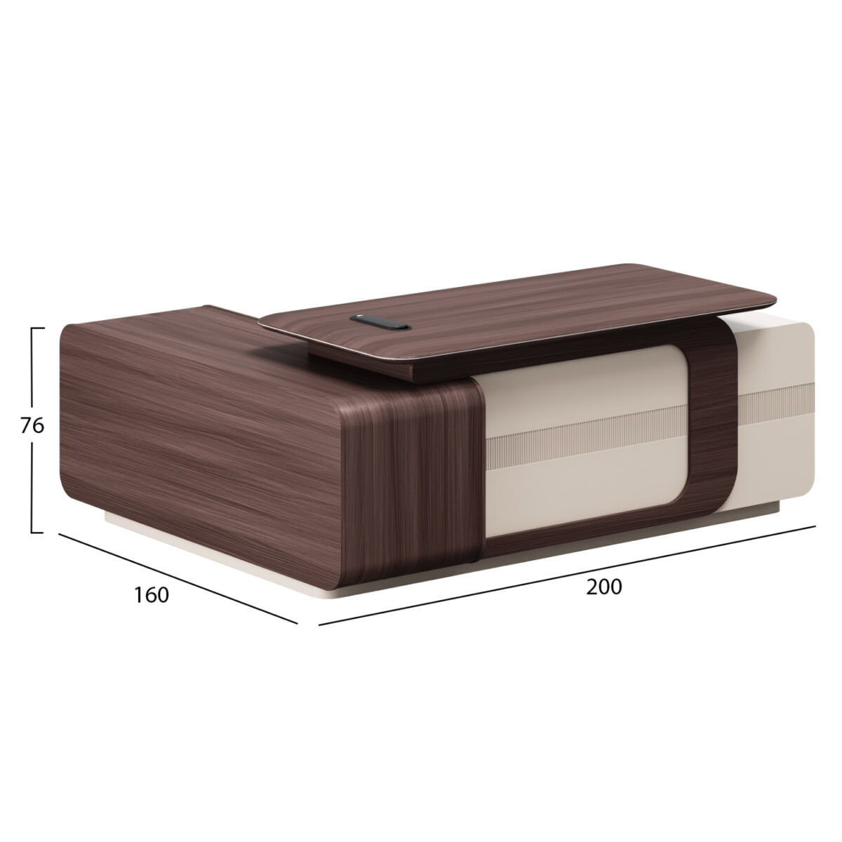 ΓΡΑΦΕΙΟ ΔΕΞΙΑ ΓΩΝΙΑ ΣΕΙΡΑ PRESIDENT HM2147R ΜΕΛΑΜΙΝΗ ΣΕ ΚΑΡΥΔΙ-ΜΠΕΖ 200x160x76Υεκ - Image 2