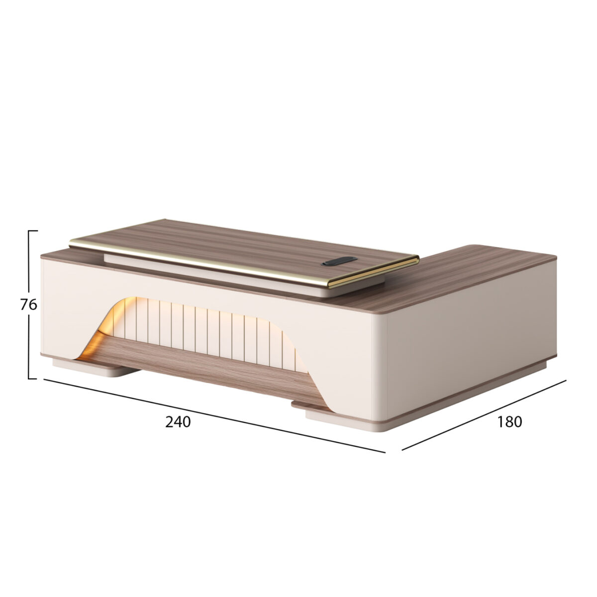 ΓΡΑΦΕΙΟ ΓΩΝΙΑ ΣΕΙΡΑ SUPERON HM2137L ΜΕΛΑΜΙΝΗ ΜΠΕΖ--LED ΦΩΤΙΣΜΟΣ 240x180x76Υεκ. - Image 2