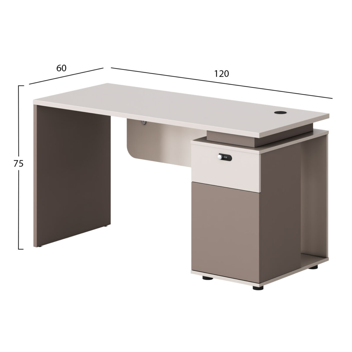 ΓΡΑΦΕΙΟ ΜΕ ΔΕΞΙ ΝΤΟΥΛΑΠΙ NEWLINE HM18274R ΜΕΛΑΜΙΝΗ ΕΚΡΟΥ-ΑΝΟΙΧΤΟ ΚΑΦΕ 120x60x75Υ - Image 2