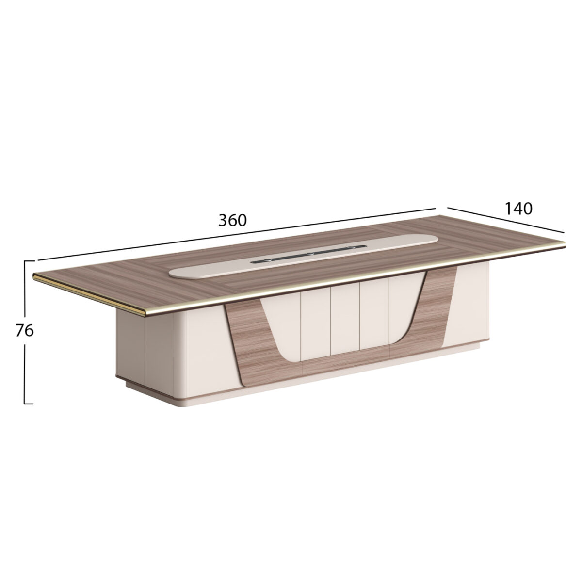 ΓΡΑΦΕΙΟ ΣΥΝΕΔΡΙΑΣΕΩΝ SUPERON HM2145 ΜΕΛΑΜΙΝΗ ΣΕ ΦΥΣΙΚΟ-ΜΠΕΖ 360x140x76Υεκ - Image 2