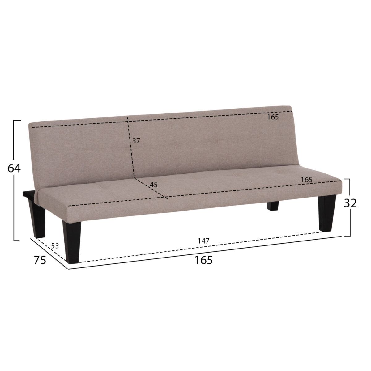 ΚΑΝΑΠΕΣ ΚΡΕΒΑΤΙ 2-ΘΕΣΙΟΣ KORO HM3304.04 ΜΠΕΖ PU ΔΕΡΜΑ 165x75x64Υεκ - Image 2