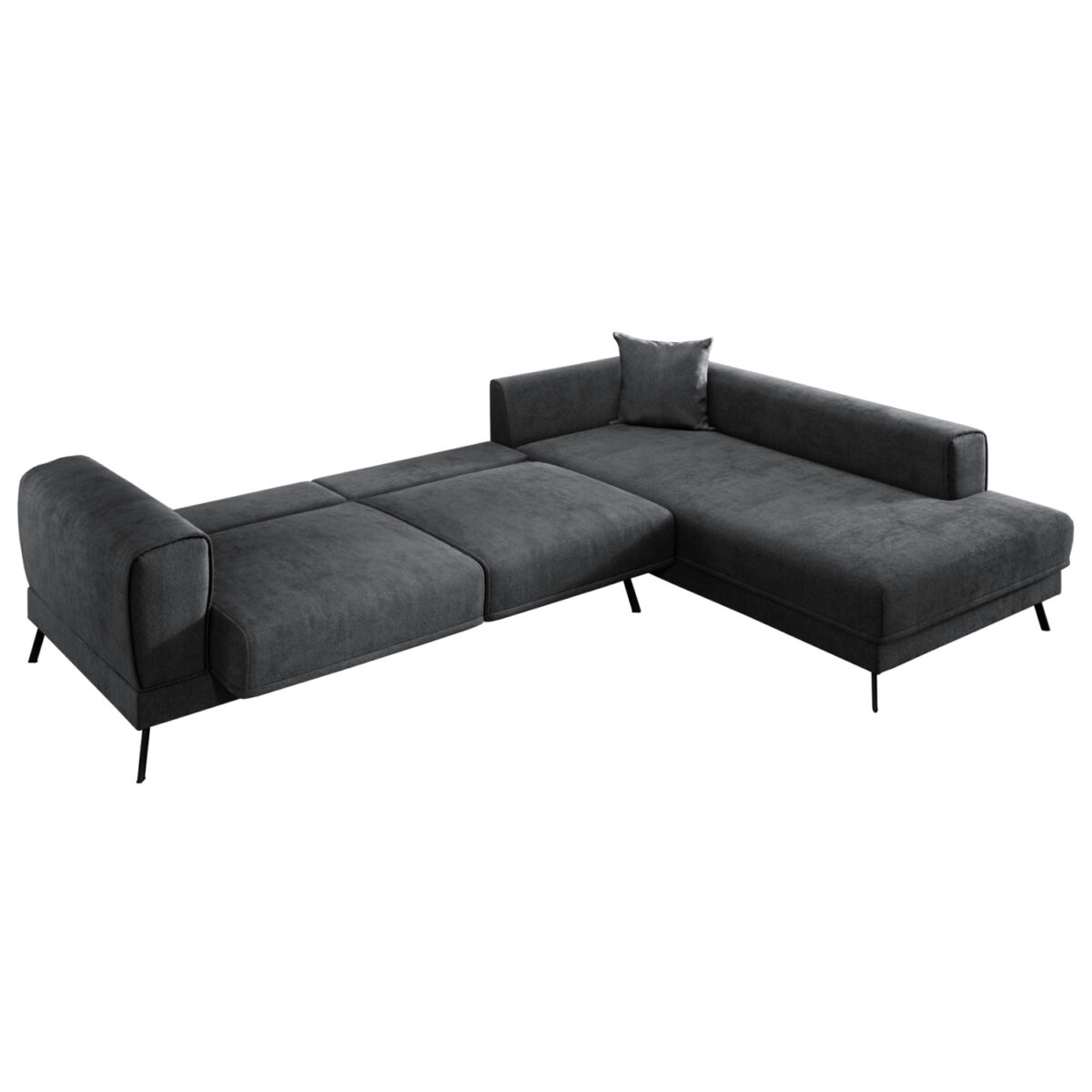 ΚΑΝΑΠΕΣ ΚΡΕΒΑΤΙ ΔΕΞΙΑ ΓΩΝΙΑ ZENORA HM3337.01R ΣΚΟΥΡΟ ΓΚΡΙ ΥΦΑΣΜΑ 304x212x80Υεκ - Image 5