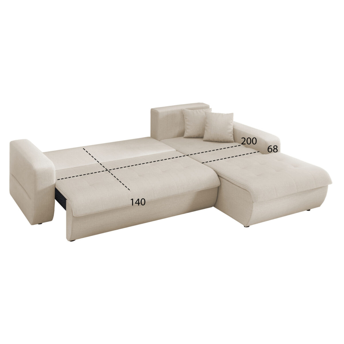 ΚΑΝΑΠΕΣ ΚΡΕΒΑΤΙ ΔΕΞΙΑ ΓΩΝΙΑ KANSO HM3338.03R ΜΠΕΖ ΥΦΑΣΜΑ 244x188x80Υεκ - Image 3