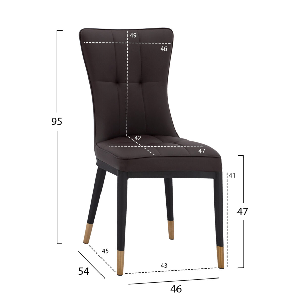 ΚΑΡΕΚΛΑ SAMMY ΜΕ ΚΑΦΕ PU & ΜΑΥΡΟ ΜΕΤΑΛΛΙΚΟ ΣΚΕΛΕΤΟ HM8722.12 46x54x95Υ εκ. - Image 2