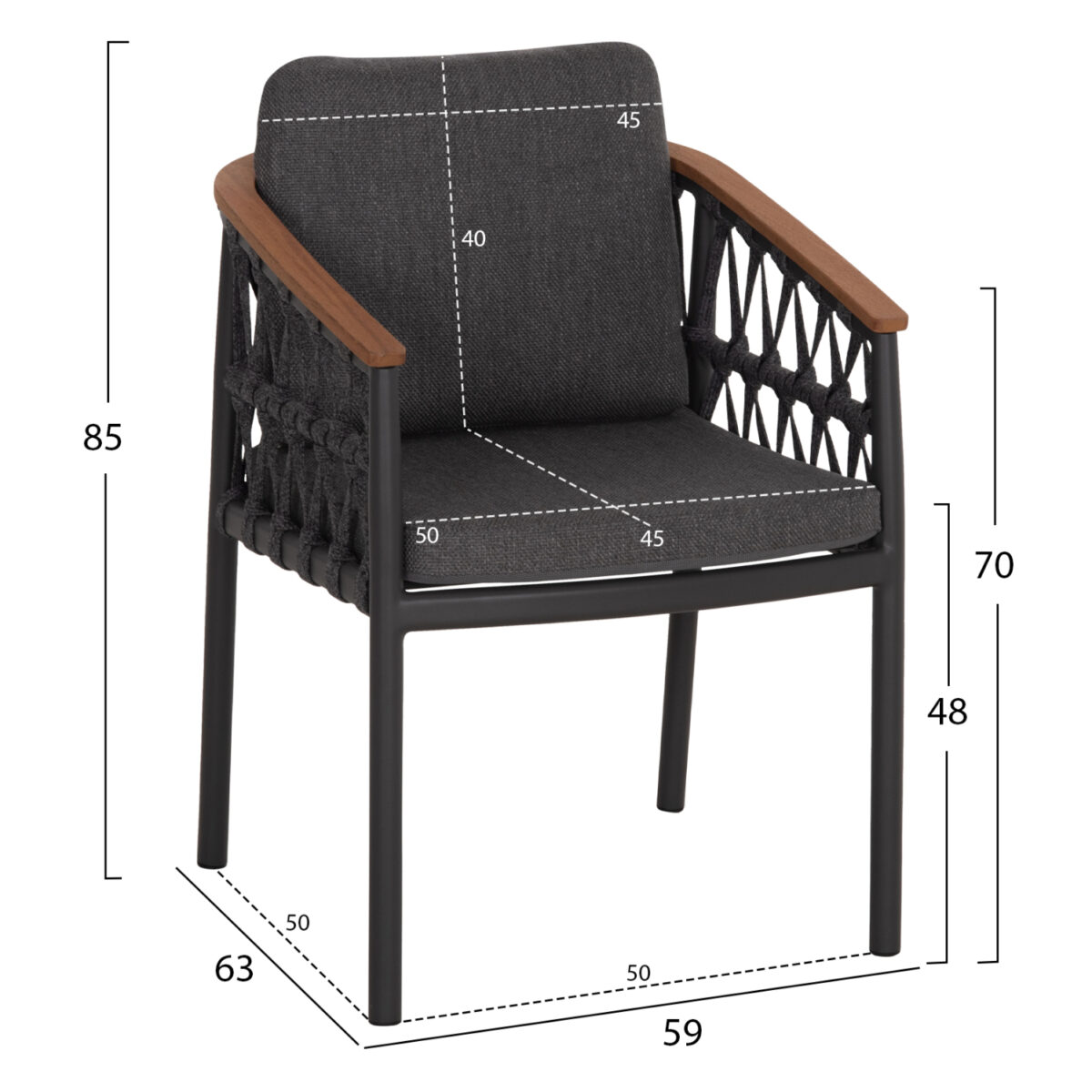 ΠΟΛΥΘΡΟΝΑ ΑΛΟΥΜΙΝΙΟΥ STREAM HM6427.01 ΣΚΟΥΡΟ ΓΚΡΙ ΣΧΟΙΝΙ & OLEFIN 59x63x85Υεκ. - Image 2