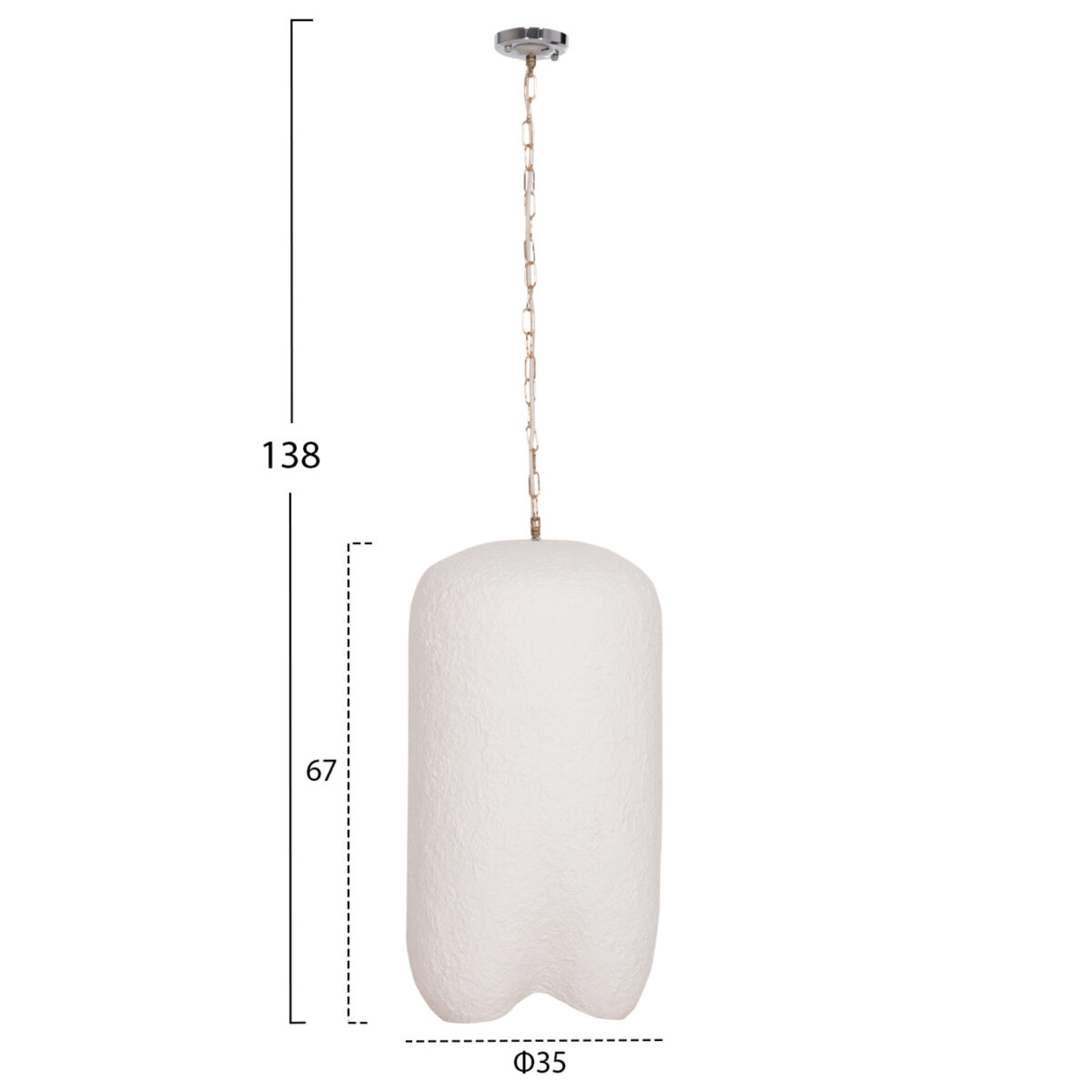 ΦΩΤΙΣΤΙΚΟ ΟΡΟΦΗΣ ΚΡΕΜΑΣΤΟ LOGKY HM4704.02L--FIBER CEMENT ΛΕΥΚΟ 35x35x67Υεκ - Image 2