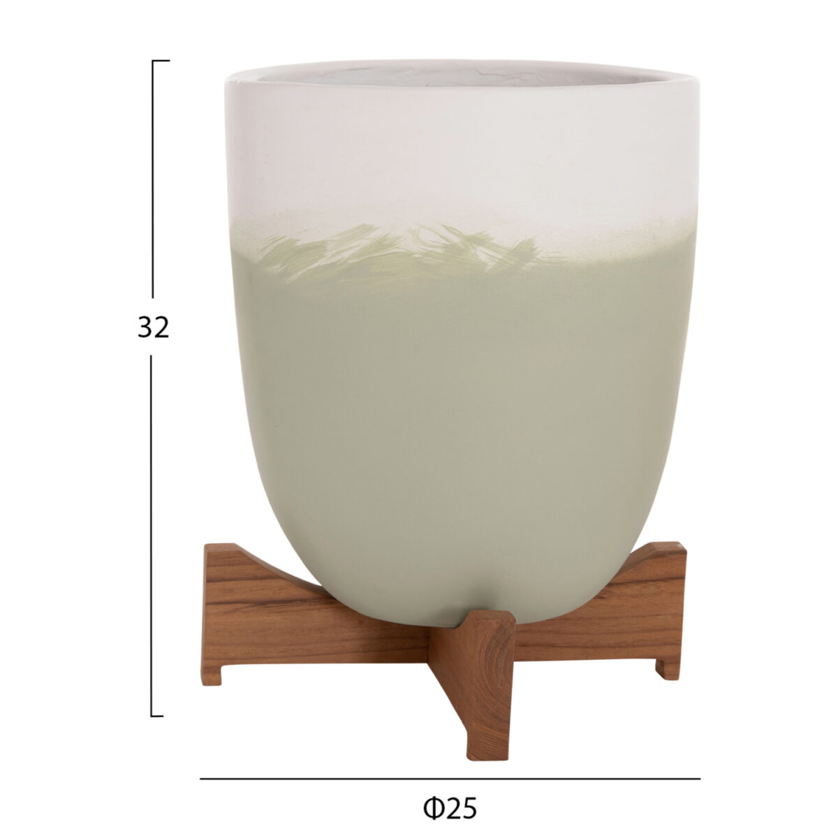 ΓΛΑΣΤΡΕΣ ΣΕΤ 2ΤΜΧ SEON HM4686.09 TERRACOTTA ΣΕ ΛΕΥΚΟ & ΠΡΑΣΙΝΟ--TEAK ΒΑΣΗ - Image 2