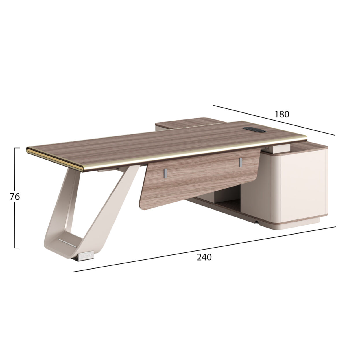 ΓΡΑΦΕΙΟ ΑΡΙΣΤΕΡΗ ΓΩΝΙΑ SUPERON HM2139L ΜΕΛΑΜΙΝΗ ΣΕ ΦΥΣΙΚΟ-ΜΠΕΖ--ΜΕΤΑΛ.ΠΟΔΙ 240x180x76Υεκ - Image 2