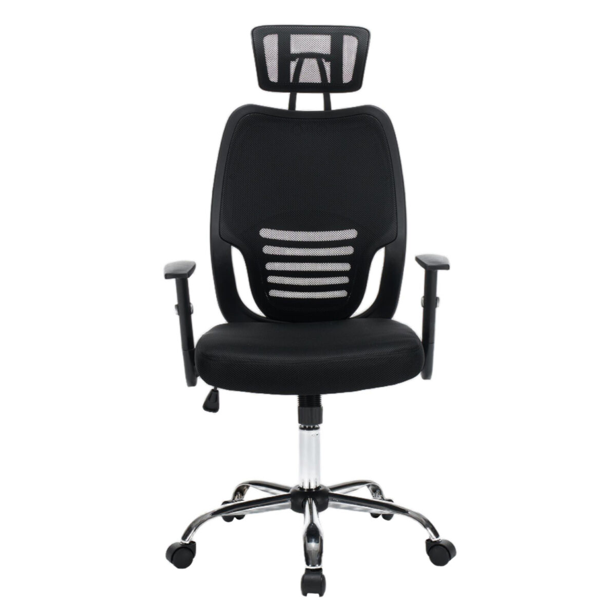 ΚΑΡΕΚΛΑ ΓΡΑΦΕΙΟΥ BRIEF HM1206.01 ΜΑΥΡΟ MESH--ΒΑΣΗ ΧΡΩΜΙΟΥ 63x64x122Υεκ. - Image 3