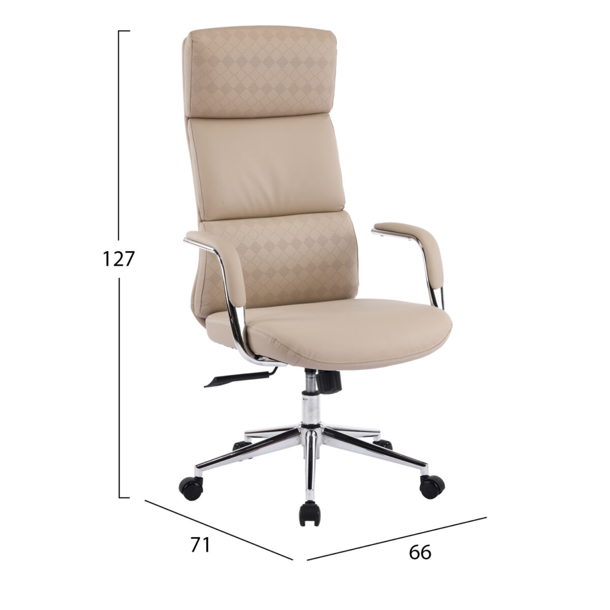 ΚΑΡΕΚΛΑ ΓΡΑΦΕΙΟΥ MEITE HM18353.02 ΜΠΕΖ PU ΔΕΡΜΑ--ΒΑΣΗ ΧΡΩΜΙΟΥ 66x71x127Υεκ - Image 2