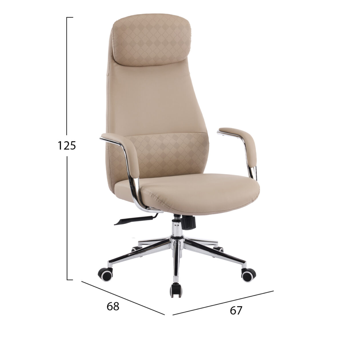 ΚΑΡΕΚΛΑ ΓΡΑΦΕΙΟΥ SONTY HM18354.02 ΜΠΕΖ PU ΔΕΡΜΑ--ΒΑΣΗ ΧΡΩΜΙΟΥ 64x68x125Υεκ - Image 2