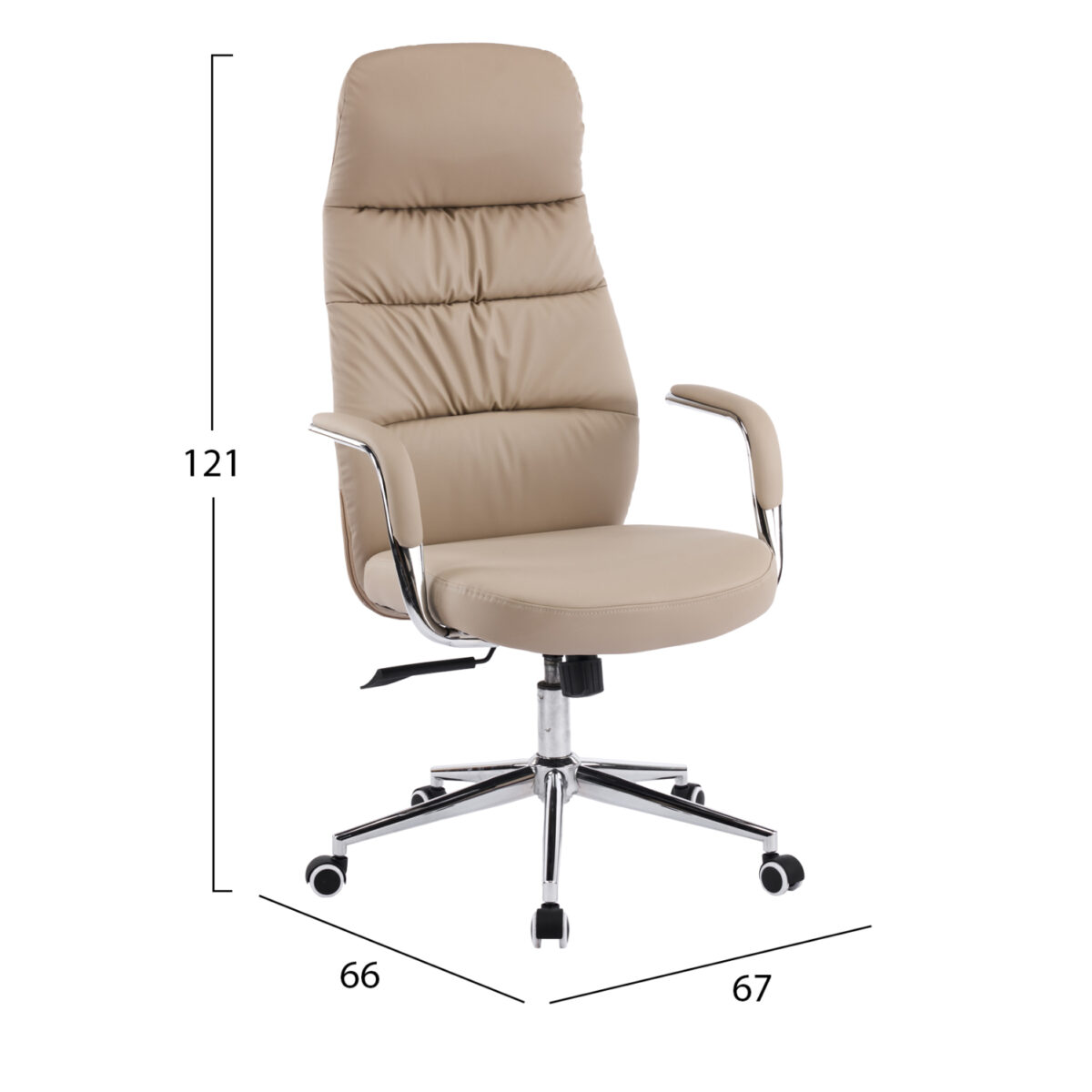 ΚΑΡΕΚΛΑ ΓΡΑΦΕΙΟΥ TEETER HM18355.02 ΜΠΕΖ PU ΔΕΡΜΑ--ΒΑΣΗ ΧΡΩΜΙΟΥ 67x66x121Υεκ - Image 2