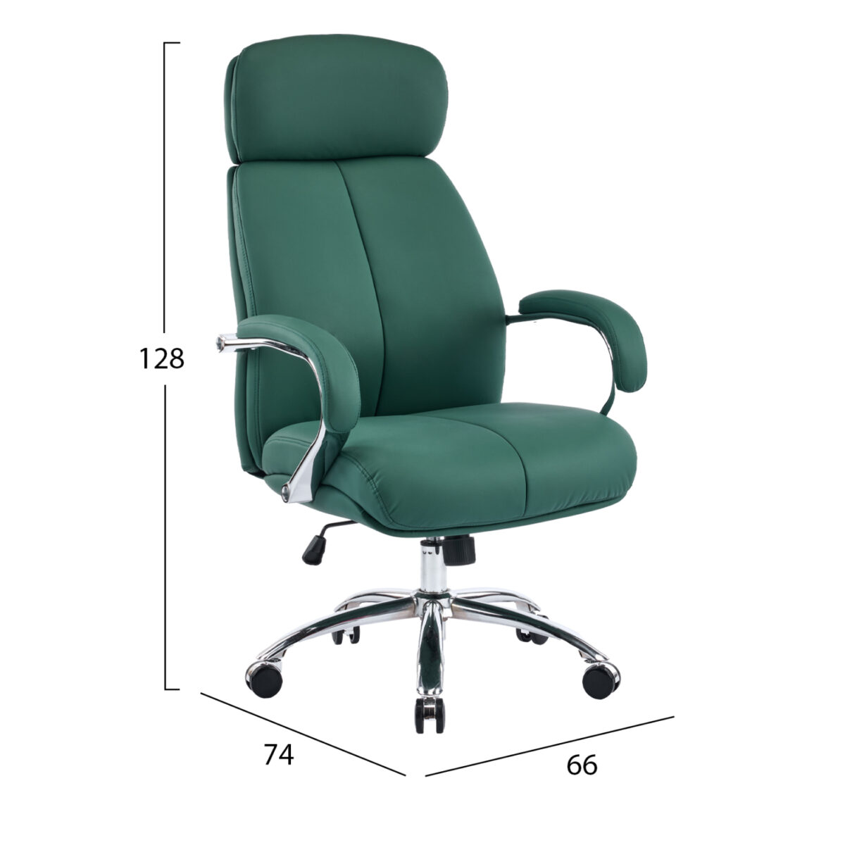 ΚΑΡΕΚΛΑ ΓΡΑΦΕΙΟΥ TOREN HM18357.07 ΠΡΑΣΙΝΟ PU ΔΕΡΜΑ--ΒΑΣΗ ΧΡΩΜΙΟΥ 66x74x128Υεκ - Image 2