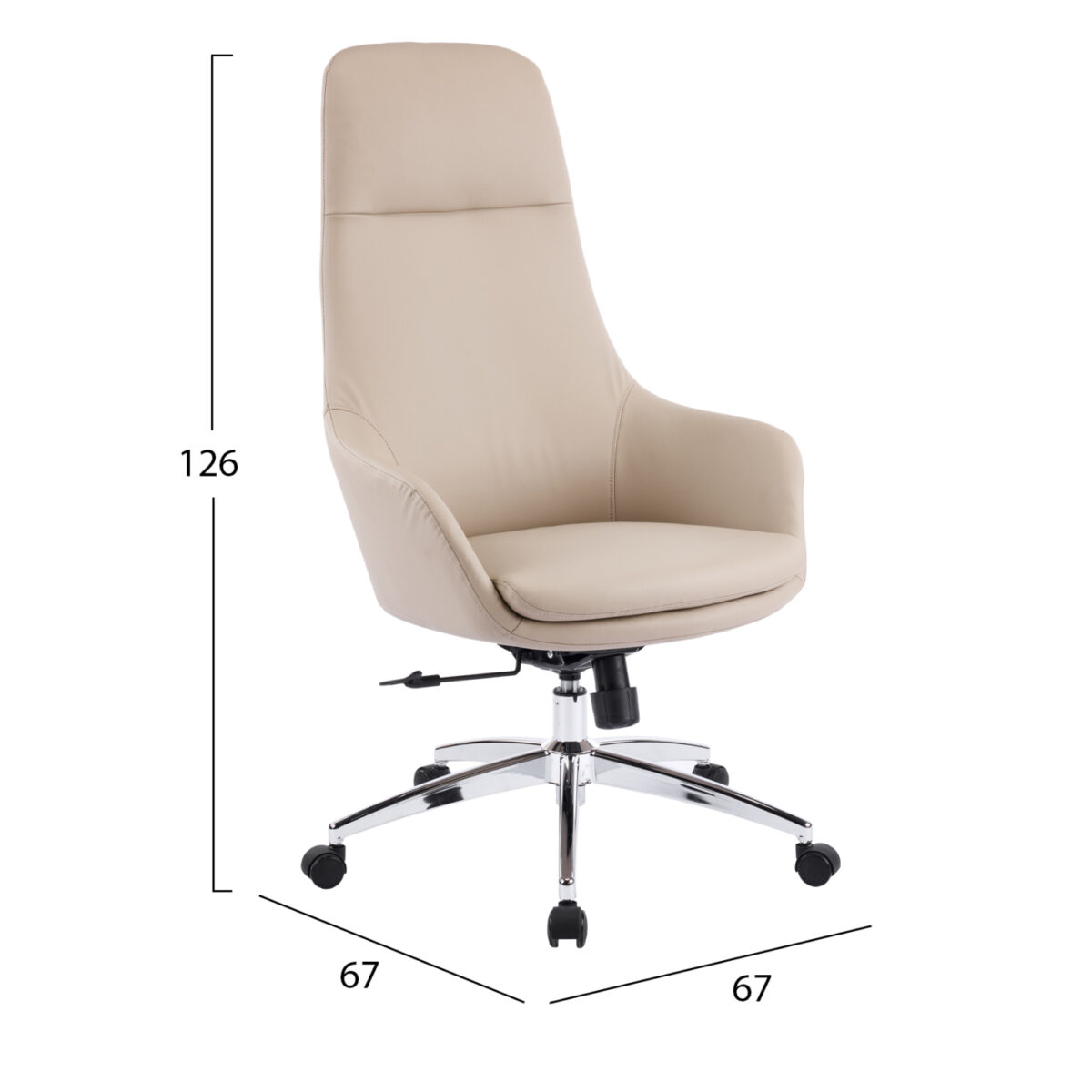 ΚΑΡΕΚΛΑ ΓΡΑΦΕΙΟΥ BEKKER HM18359.02 ΜΠΕΖ PU ΔΕΡΜΑ--ΒΑΣΗ ΧΡΩΜΙΟΥ 67x67x126Υεκ - Image 2