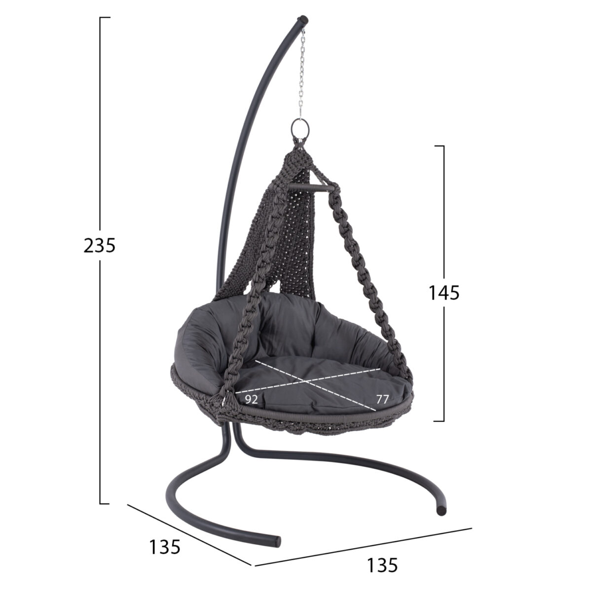 ΚΡΕΜΑΣΤΗ ΦΩΛΙΑ AUGUST ΜΑΚΡΑΜΕ-ΜΕΤΑΛΛΟ ΑΝΘΡΑΚΙ HM5922.10 123x113x145Υεκ. - Image 2