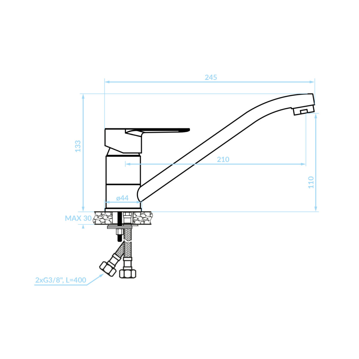 ΜΠΑΤΑΡΙΑ ΚΟΥΖΙΝΑΣ ΠΑΓΚΟΥ HM4865 ΜΑΚΡΥ ΡΟΥΞΟΥΝΙ-ΧΡΩΜΙΟΥ--24.5x13.3Υεκ - Image 2