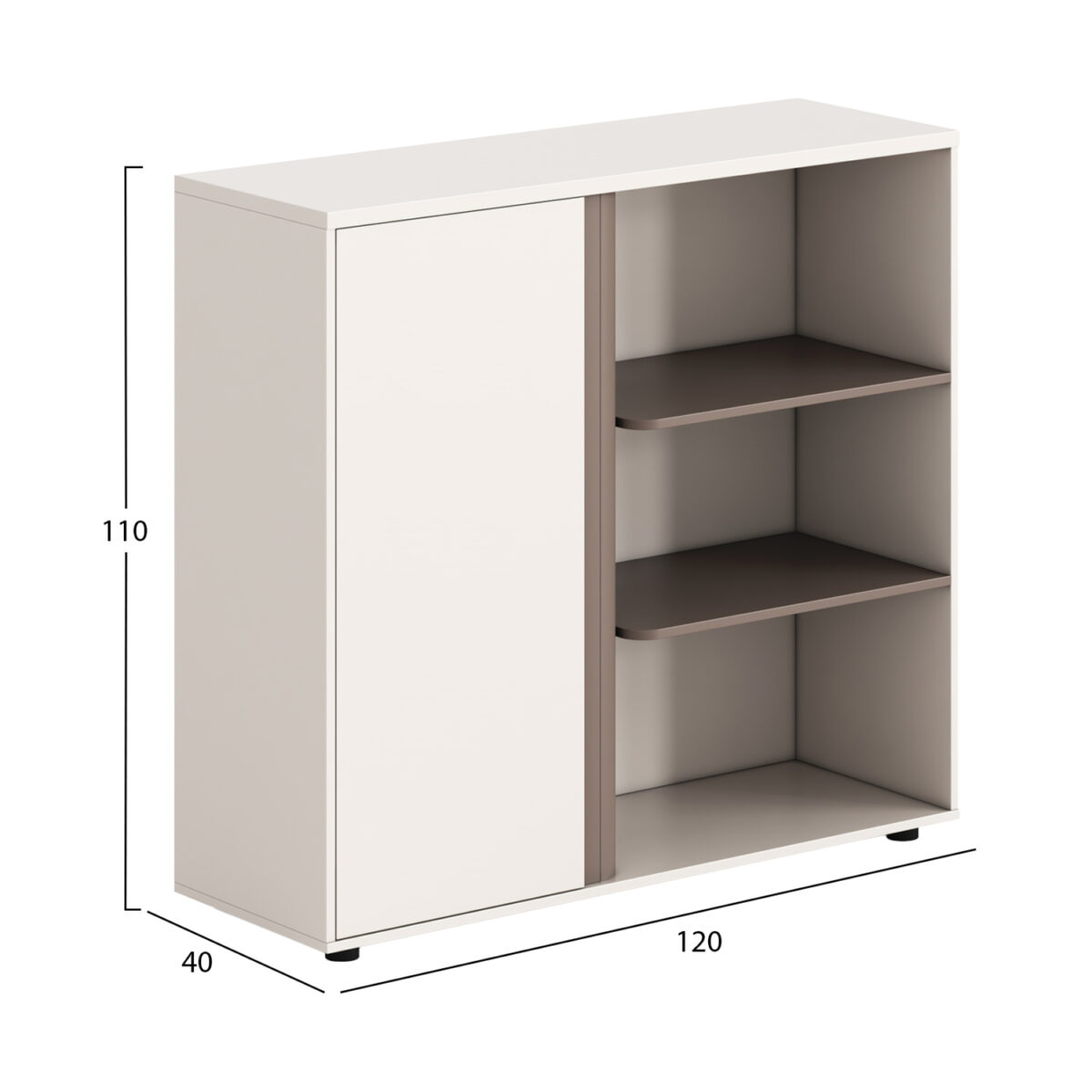 ΝΤΟΥΛΑΠΙ/ΒΙΒΛΙΟΘΗΚΗ NEWLINE HM18282 ΜΕΛΑΜΙΝΗ ΛΕΥΚΗ & ΑΝΟΙΧΤΟ ΚΑΦΕ 120x40x110Υεκ. - Image 2