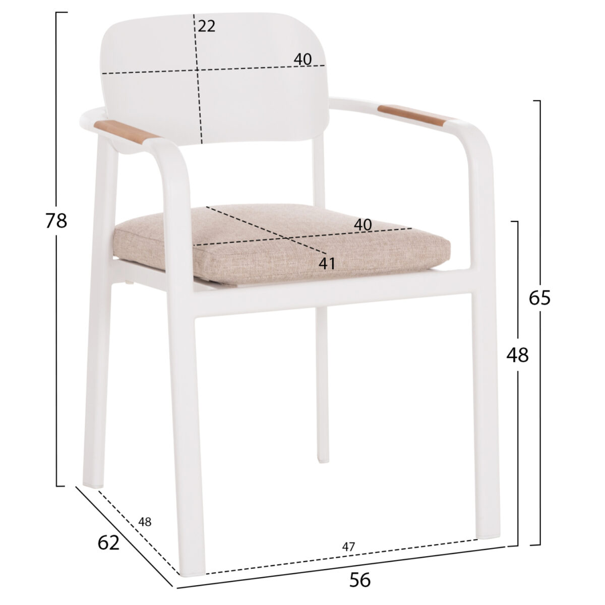 ΠΟΛΥΘΡΟΝΑ ΤΡΑΠΕΖΑΡΙΑΣ ELARA HM6414.02 ΛΕΥΚΟ ΑΛΟΥΜΙΝΙΟ-ΜΠΕΖ OLEFIN--TEAK 56x62x78Υεκ - Image 2