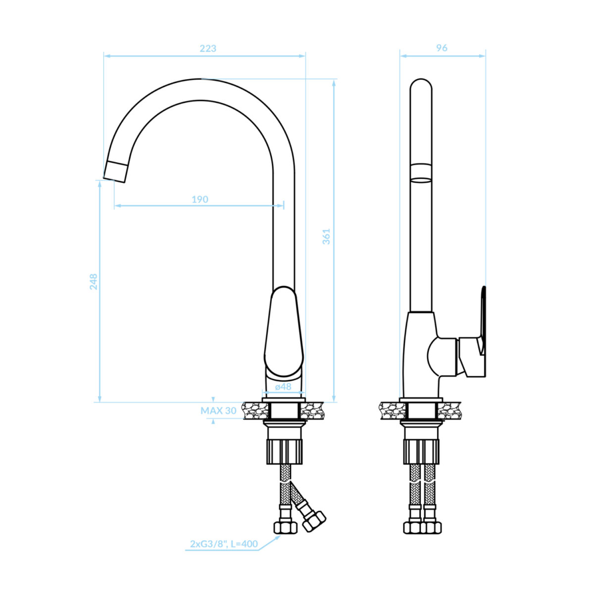 ΨΗΛΗ ΜΠΑΤΑΡΙΑ ΚΟΥΖΙΝΑΣ ΠΑΓΚΟΥ HM4864 ΧΡΩΜΙΟΥ-- 36,1Υεκ. - Image 2