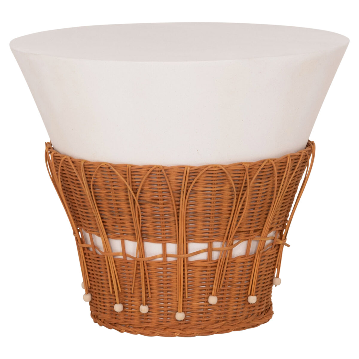 ΤΡΑΠΕΖΙ ΣΑΛΟΝΙΟΥ PERRAL HM18164.02L FIBER CEMENT ΛΕΥΚΟ-ΦΥΣΙΚΟ RATTAN--Φ55x45Υεκ