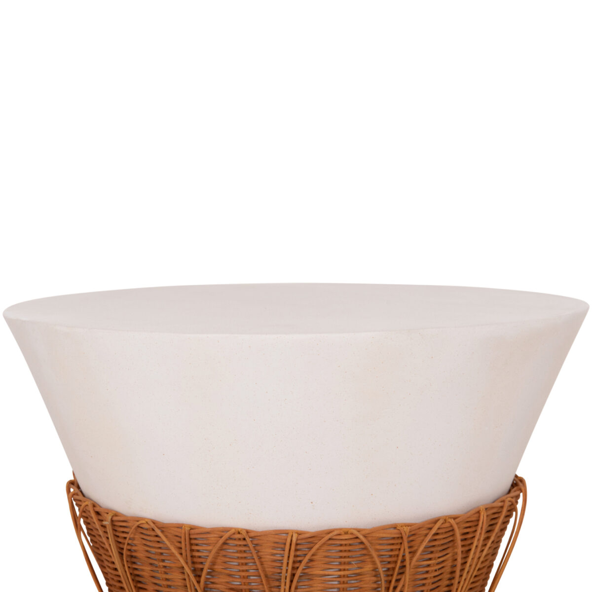 ΤΡΑΠΕΖΙ ΣΑΛΟΝΙΟΥ PERRAL HM18164.02L FIBER CEMENT ΛΕΥΚΟ-ΦΥΣΙΚΟ RATTAN--Φ55x45Υεκ - Image 5