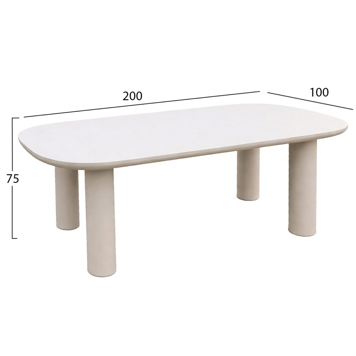 ΤΡΑΠΕΖΙ ΤΡΑΠΕΖΑΡΙΑΣ FIBER CEMENT KIORA HM6597.02 ΜΠΕΖ 200x100x75Υεκ - Image 2