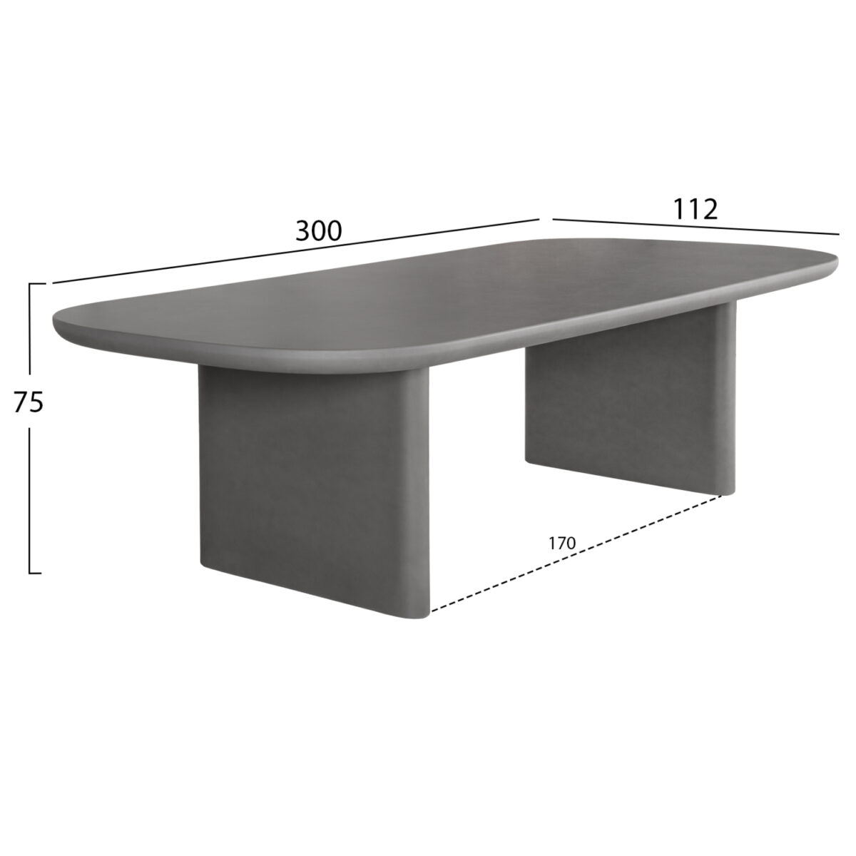 ΤΡΑΠΕΖΙ ΤΡΑΠΕΖΑΡΙΑΣ FIBER CEMENT AZAMI HM6601.01 ΓΚΡΙ 300x112x75Υεκ. - Image 2