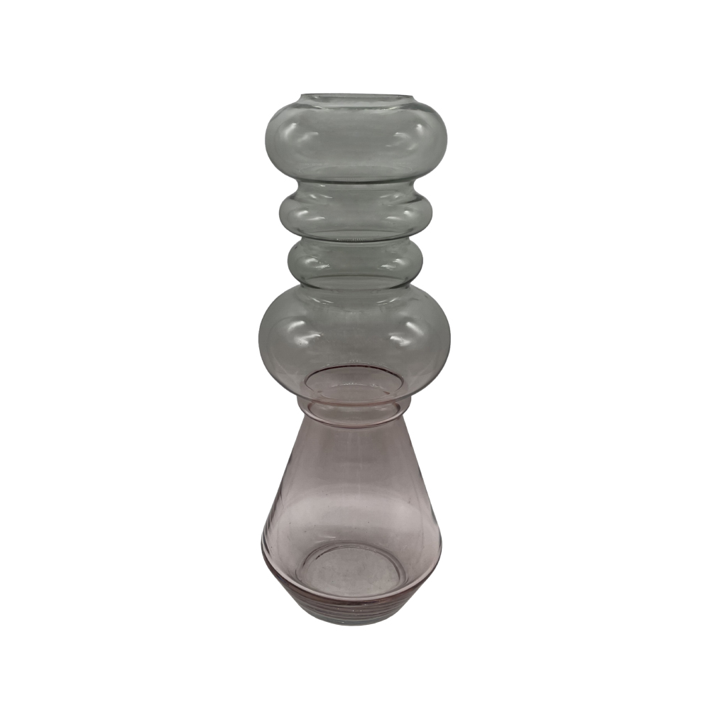 FORME ΒΑΖΟ 14x14x38cm ΓΥΑΛΙ ΡΟΖ ΠΡΑΣΙΝΟ