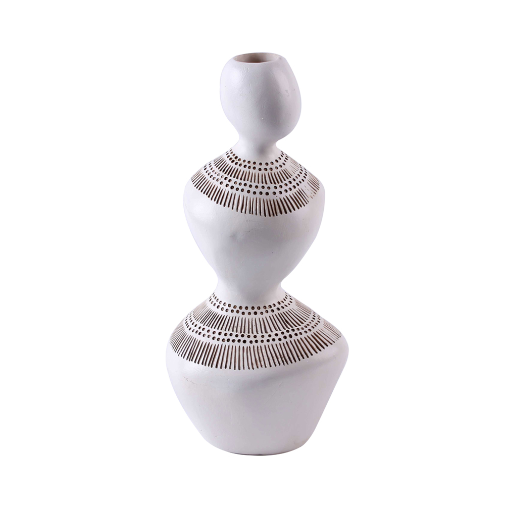 OVOCIE 1 ΒΑΖΟ 14x12x28cm POLYRESIN ΛΕΥΚΟ ΚΑΦΕ