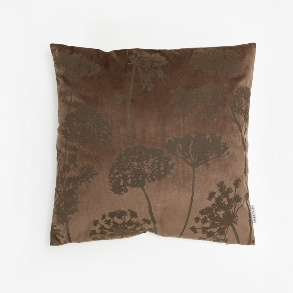 PEONY ΔΙΑΚΟΣΜΗΤΙΚΟ ΜΑΞΙΛΑΡΙ 45x45cm ΒΕΛΟΥΔΟ ΚΑΦΕ