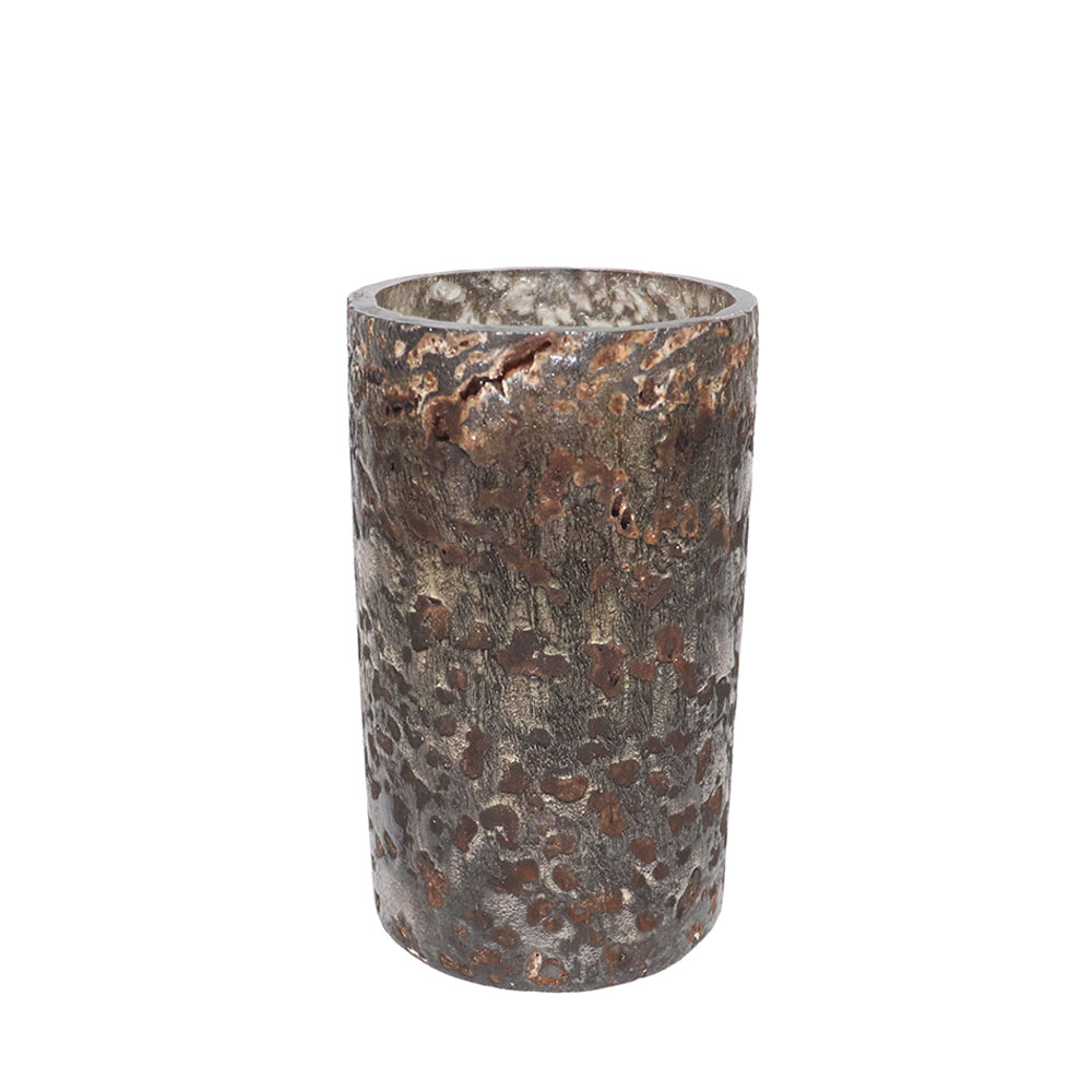 BULLES ΒΑΖΟ 10x10x18cm ΓΥΑΛΙ ΧΡΥΣΟ ΜΠΡΟΝΖΕ