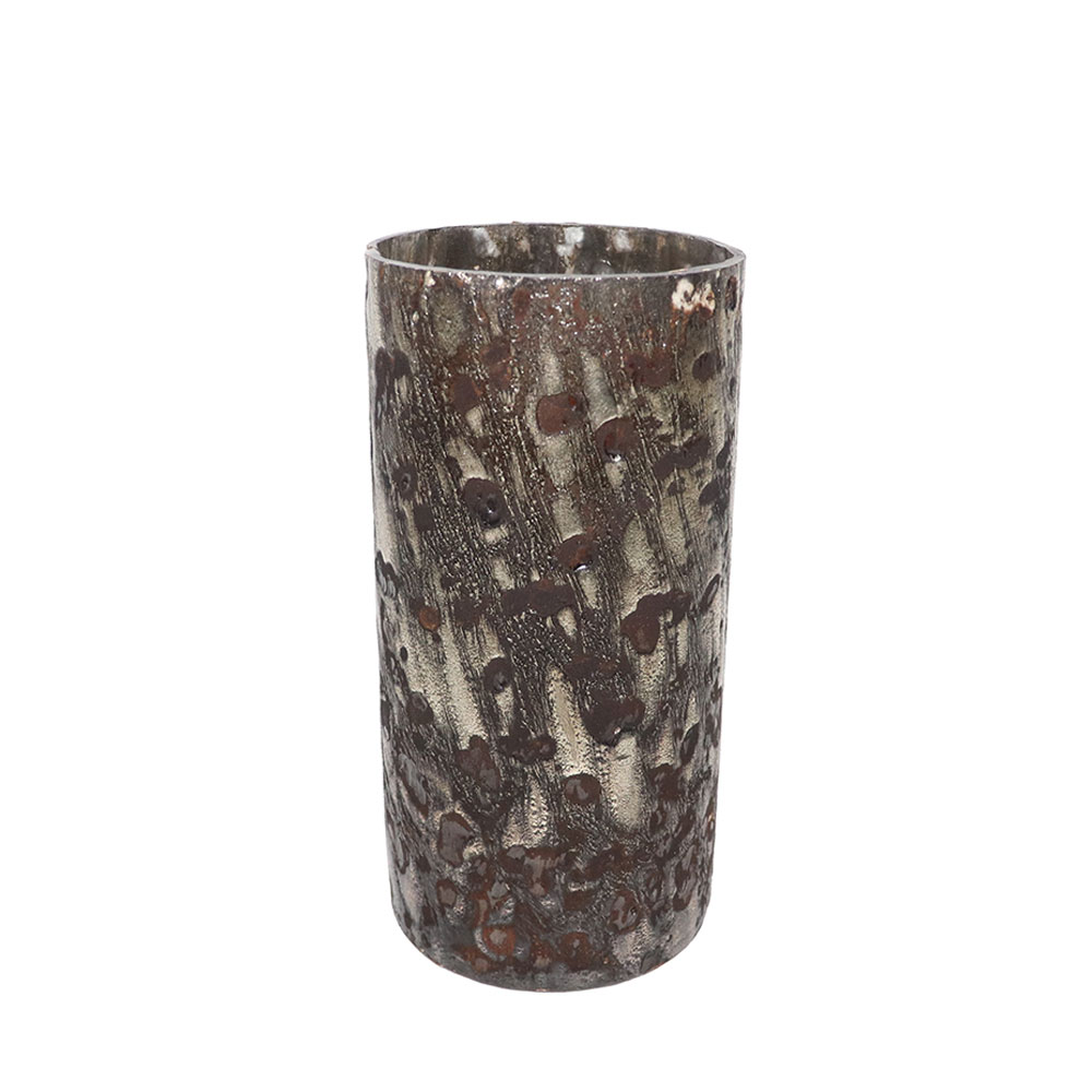 BULLES ΒΑΖΟ 10x10x21cm ΓΥΑΛΙ ΧΡΥΣΟ ΜΠΡΟΝΖΕ