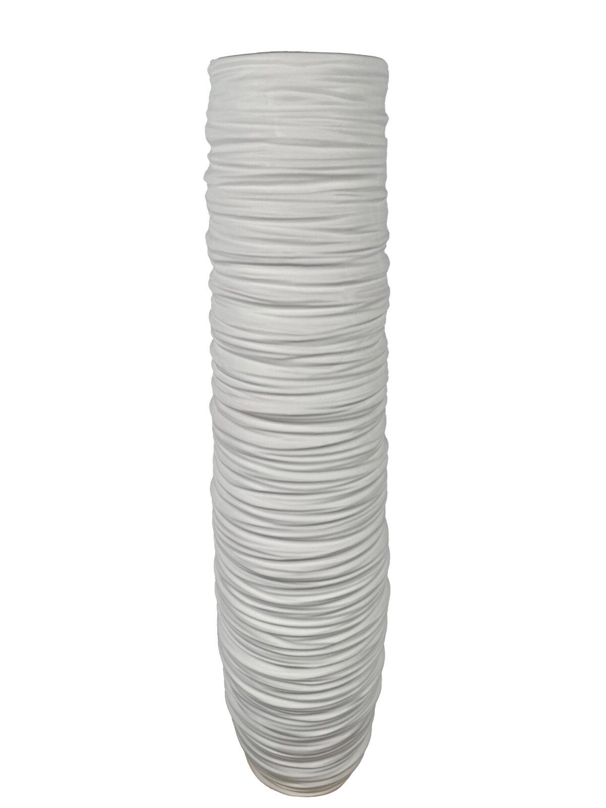 Κεραμικό Βάζο Δαπέδου Φ14Χ75 cm Λευκό Τσαλακωμένο - Image 1