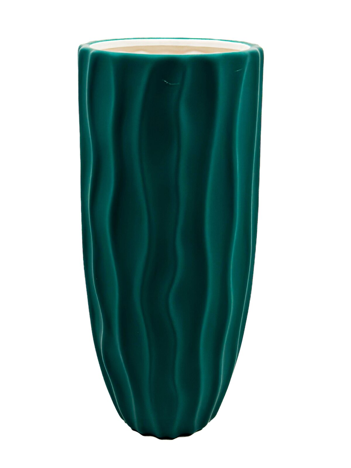 Κεραμικό Βάζο Κυματιστό Φ 12Χ29 cm Σκούρο Πράσινο - Image 1