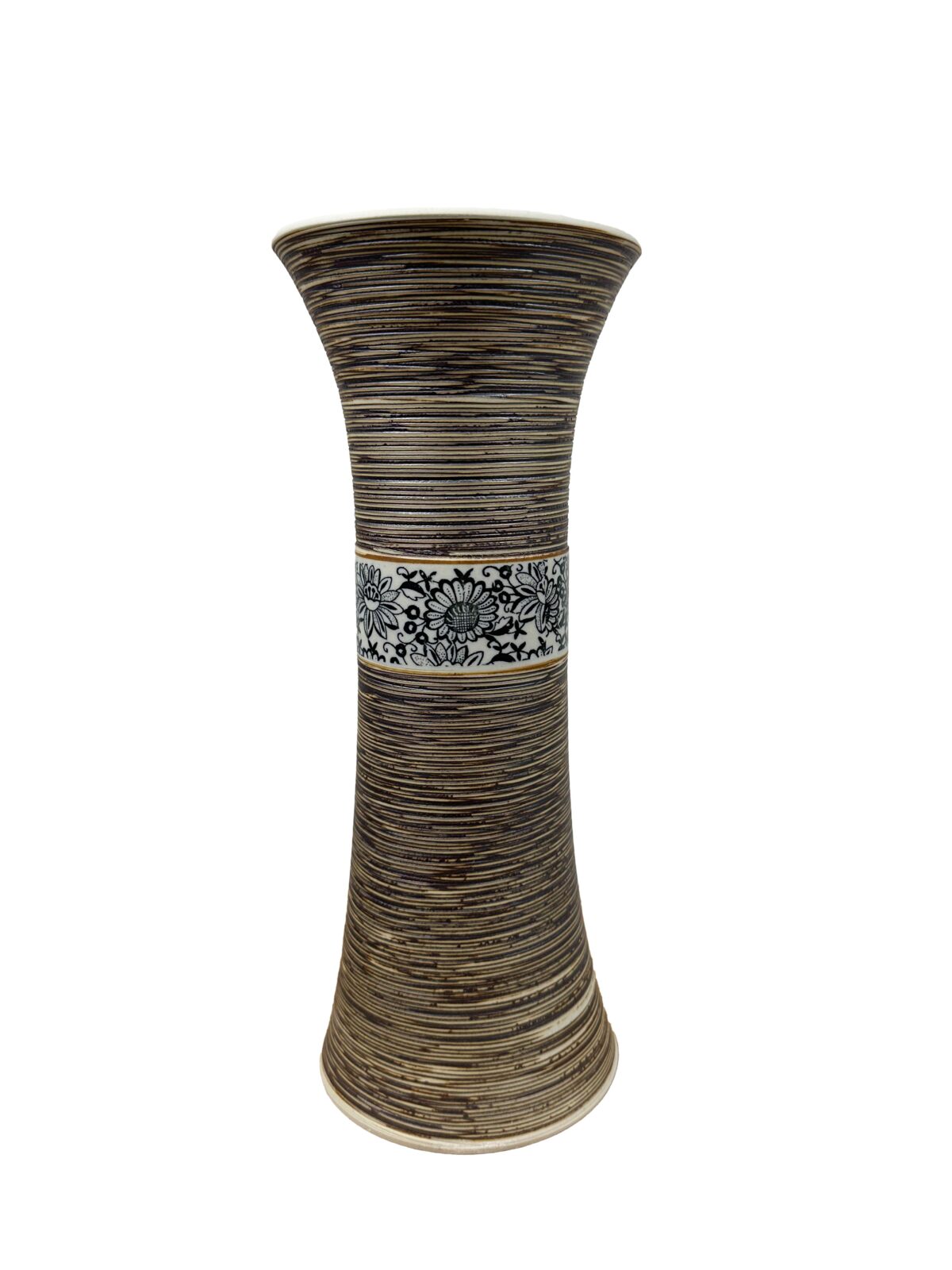 Βάζο Κεραμικό Όψη Ξύλου Καφέ Φ 13X31 cm - Image 1