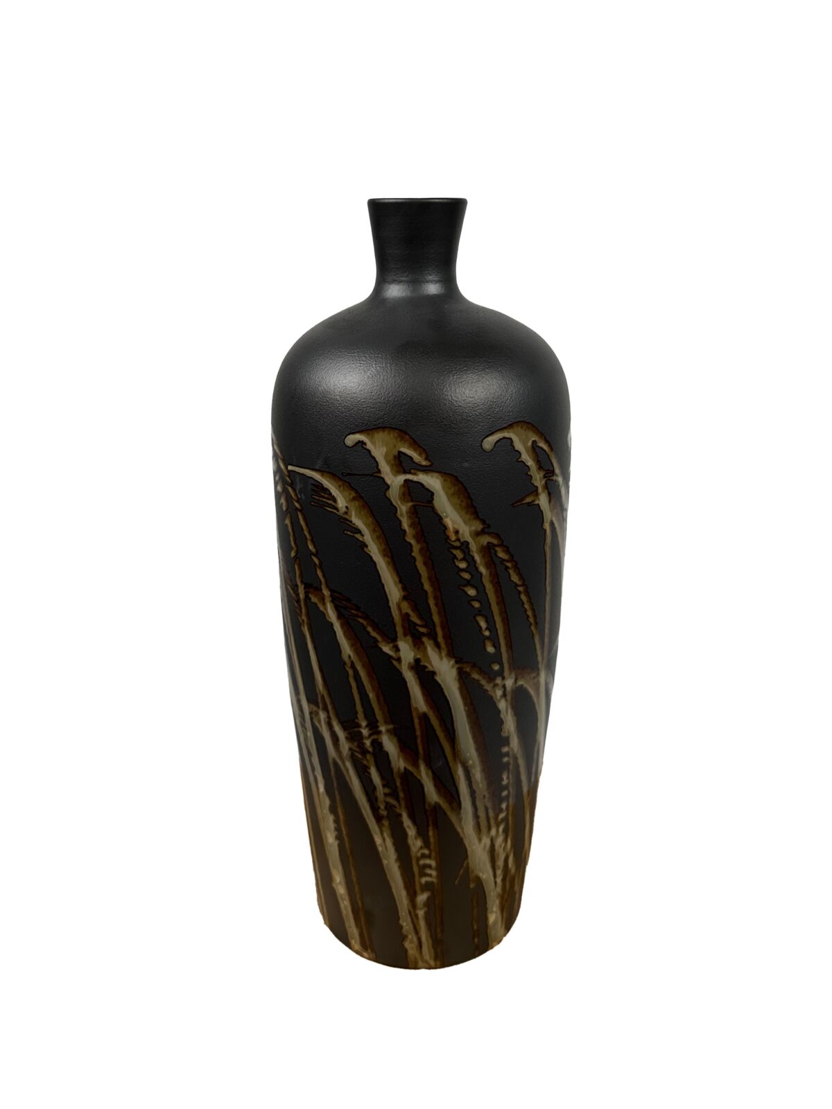 Βάζο Κεραμικό Μαύρο Σχέδιο Στάχυα Φ 14Χ36 cm - Image 1