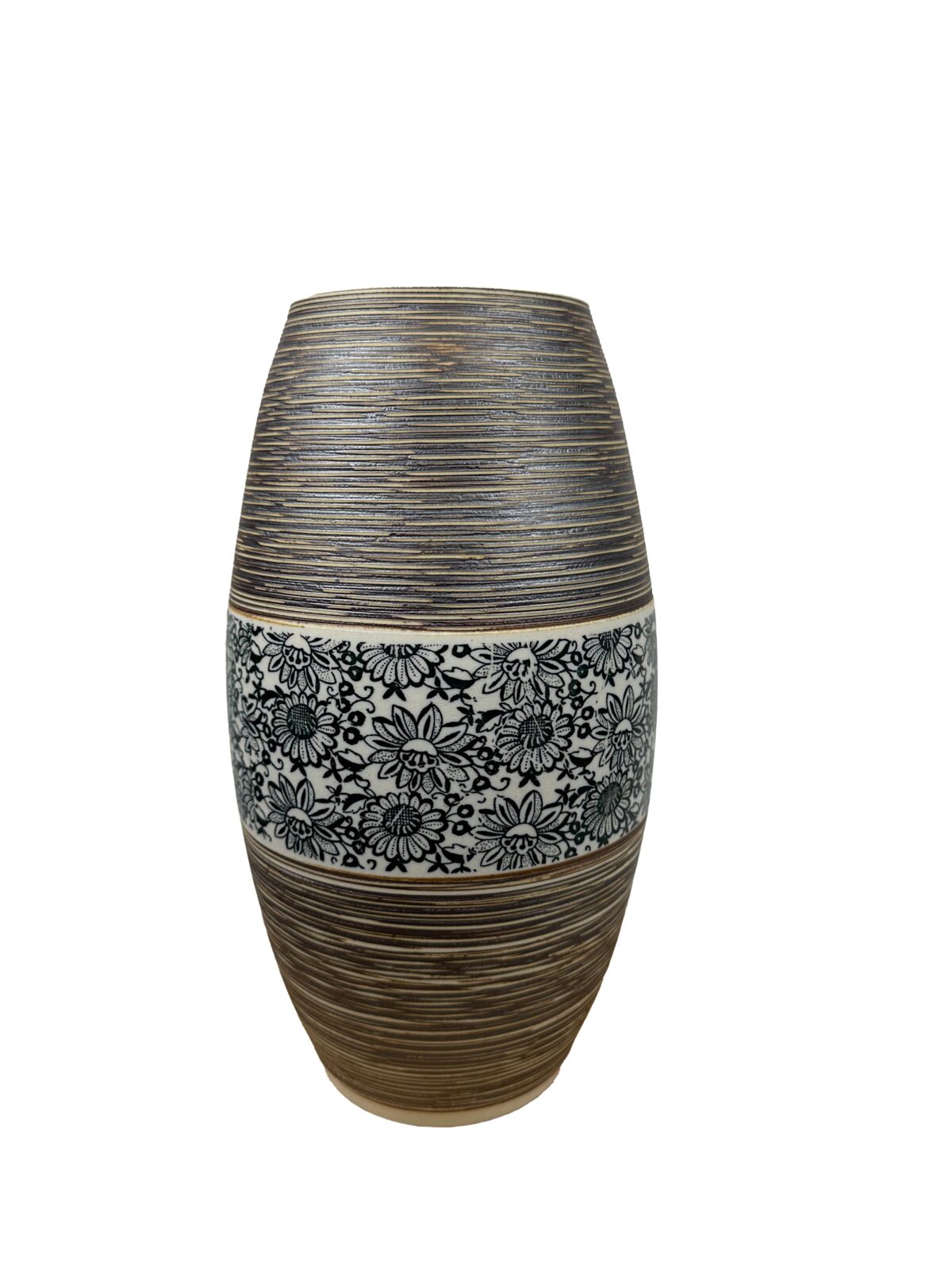 Βάζο Κεραμικό Όψη Ξύλου Καφέ Φ 14X28 cm - Image 1
