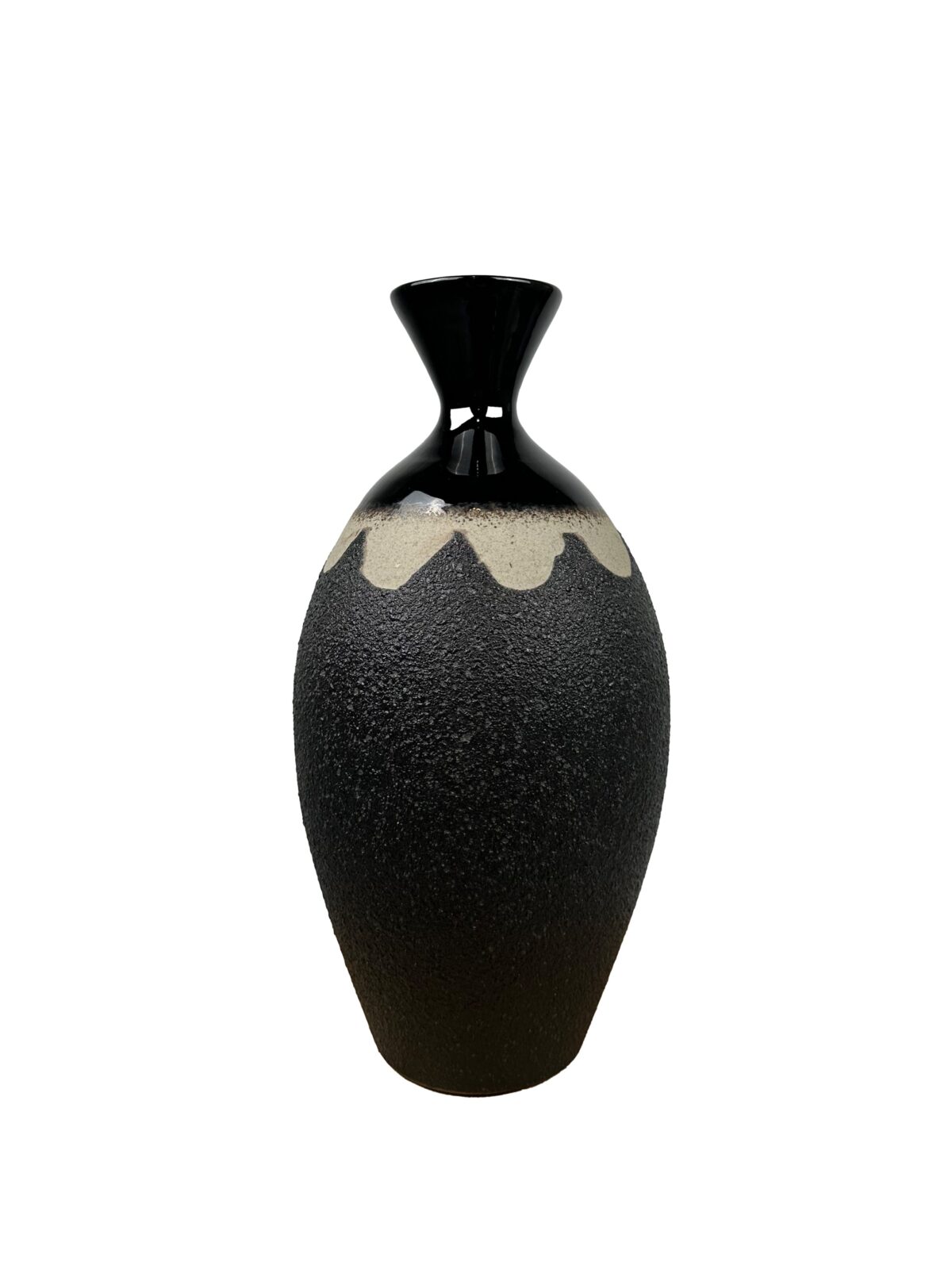 Βάζο Κεραμικό Μαύρο-Χρυσό Ματ Φ 15Χ32 cm - Image 1