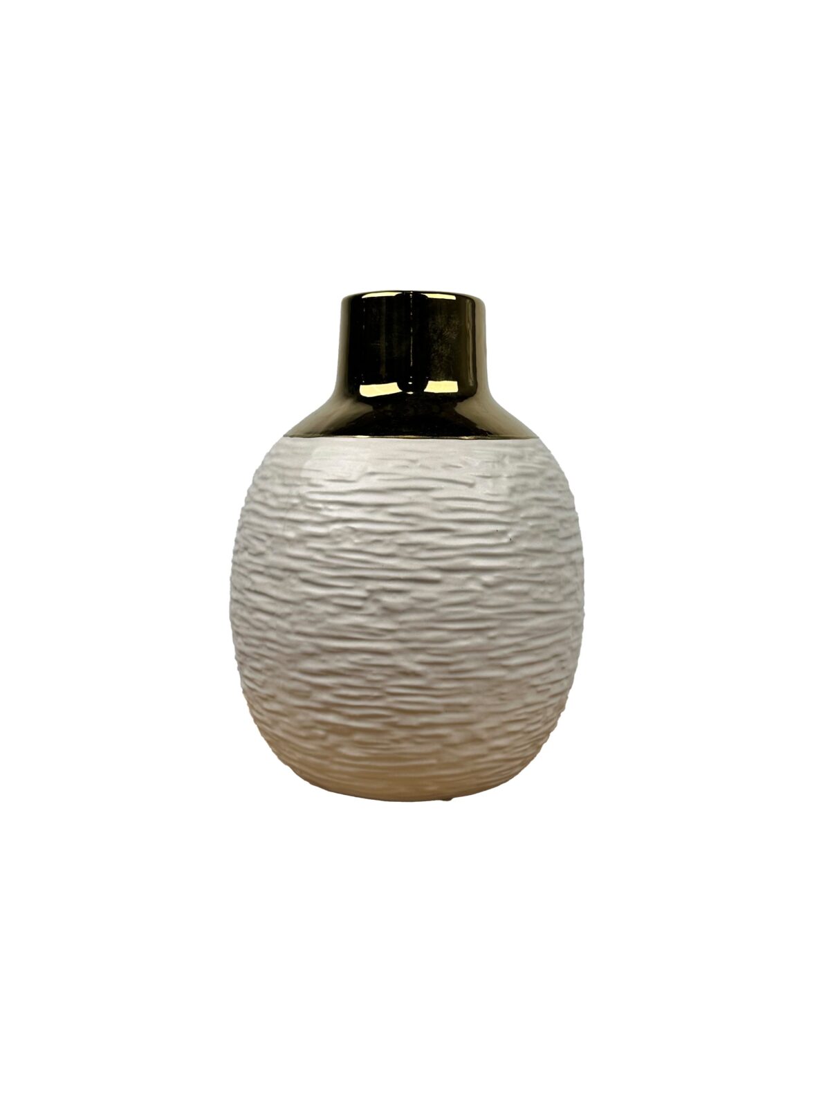 Κεραμικό Βάζο Φ 16Χ22 cm Λευκό-Χρυσό - Image 1