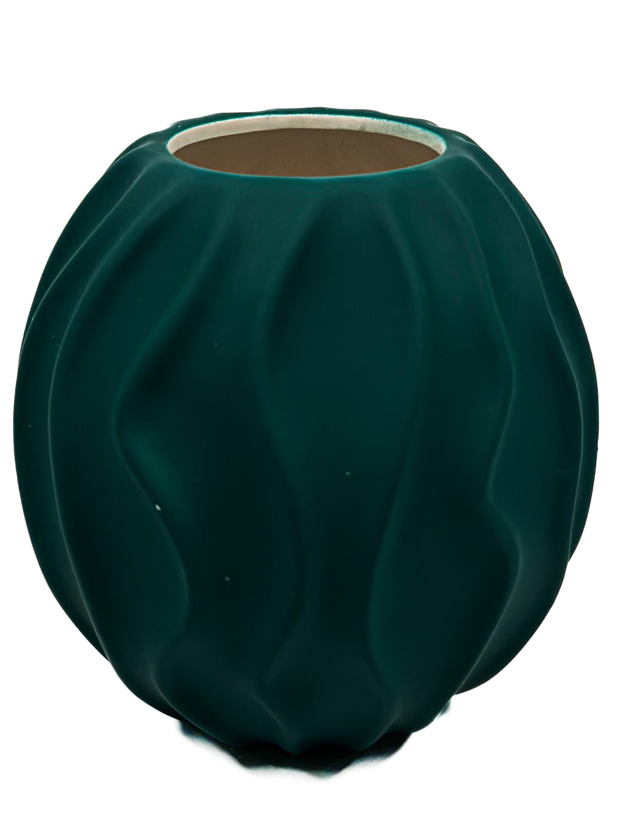 Κεραμικό Βάζο Κυματιστό Φ 19Χ18 cm Σκούρο Πράσινο - Image 1