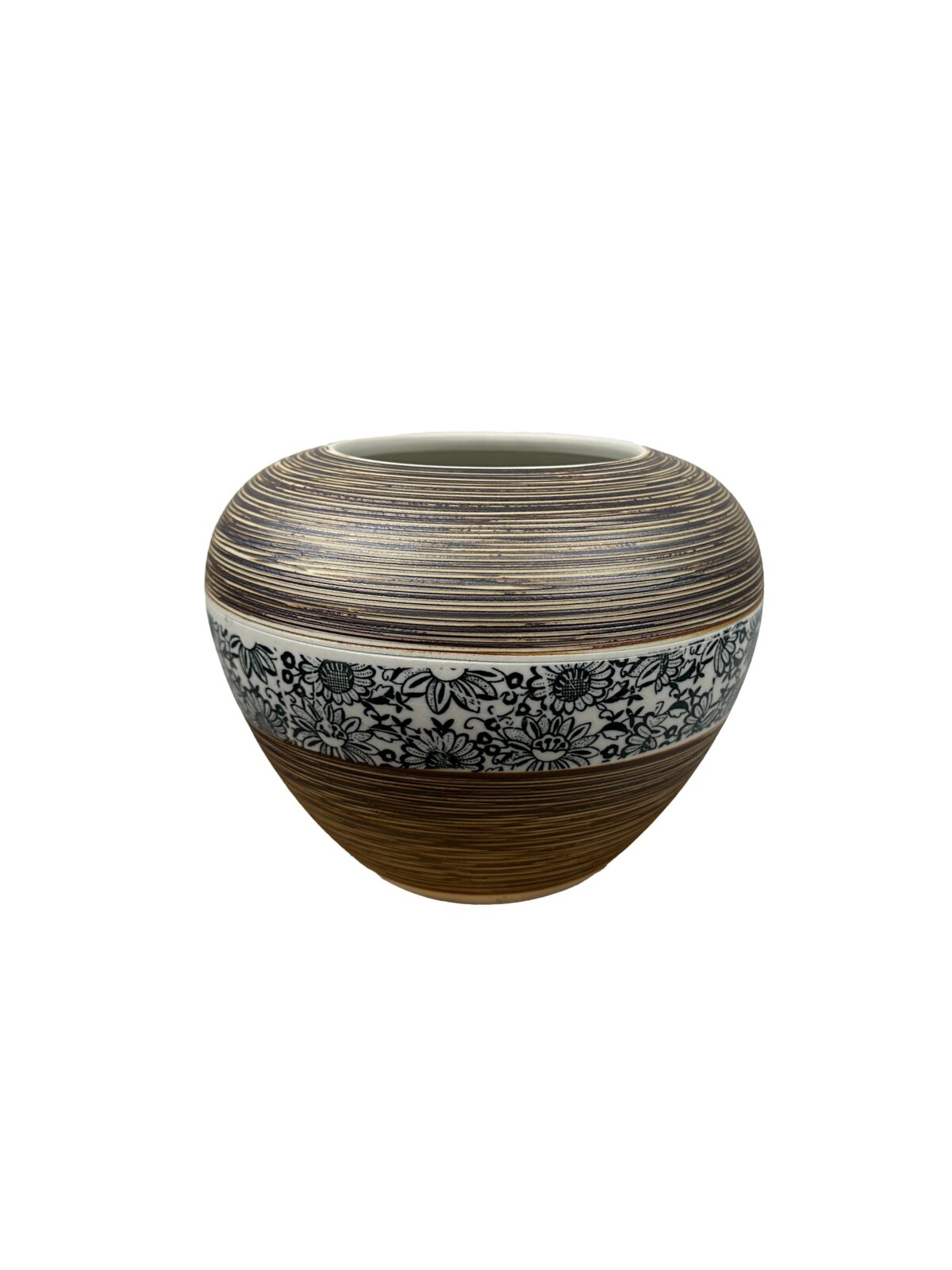 Βάζο Κεραμικό Όψη Ξύλου Καφέ Φ 20X16 cm - Image 1