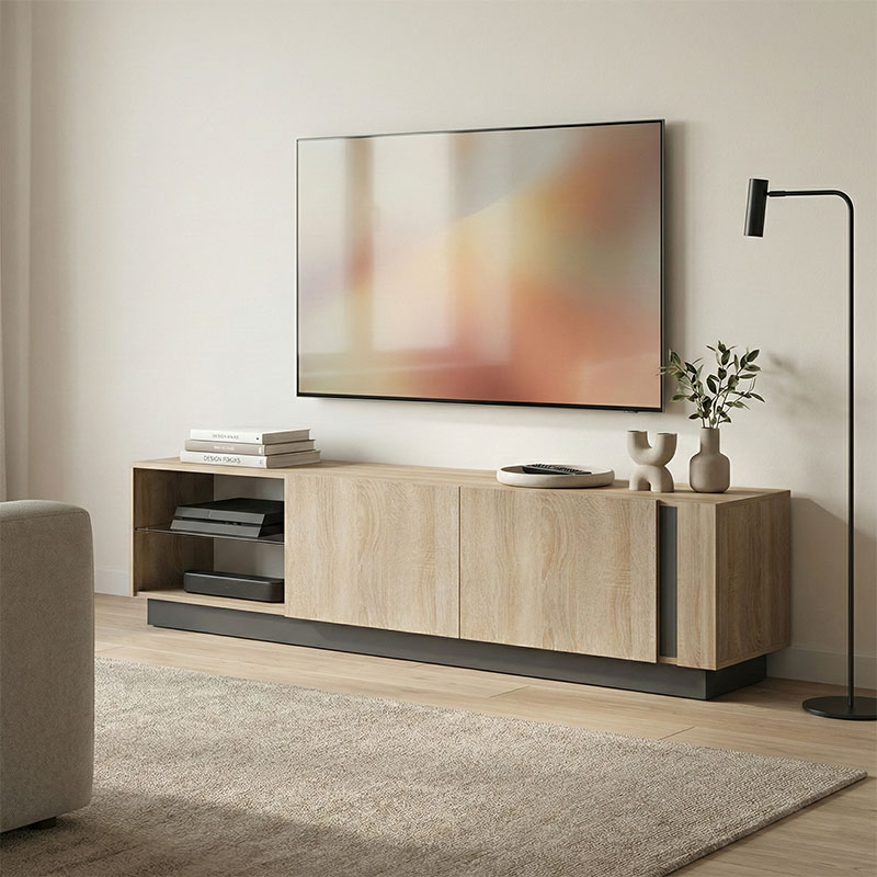 Έπιπλο τηλεόρασης με Led Vario  sonoma - ανθρακί 185.6x35x45εκ